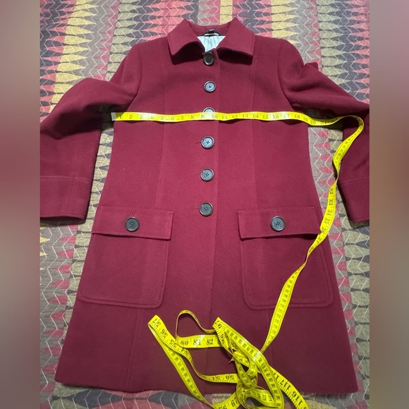 Brooks Brothers Women 4 Cranberry Wool /Cashmere Single Breasted Car Coat - Picture 3 of 14